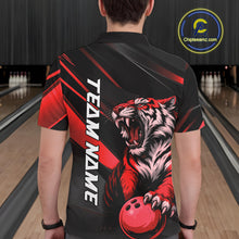 Load image into Gallery viewer, Custom Black And Red Tiger Bowling Team Men Shirt, Bowling League Shirt Bowler Uniform IPHW10775