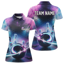 Load image into Gallery viewer, Custom Galaxy Bowling Team Women Polo Shirts, Holographic Bowling Jersey IPHW8904