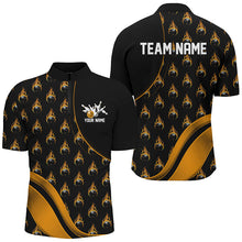Load image into Gallery viewer, Custom Gold Flame Bowling Shirts For Men, Personalized Team Bowling Shirts IPHW6960