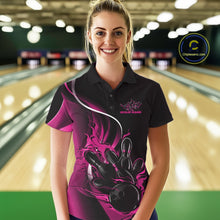 Load image into Gallery viewer, Custom Pink Flame Bowling Women Jerseys, Bowling Team League Shirt Bowlers Jerseys IPHW11298