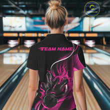 Load image into Gallery viewer, Custom Pink Flame Bowling Women Jerseys, Bowling Team League Shirt Bowlers Jerseys IPHW11298