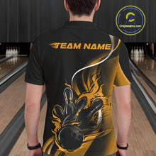 Load image into Gallery viewer, Custom Yellow Flame Bowling Men Jerseys, Bowling Team League Shirt Bowlers Jerseys IPHW11299