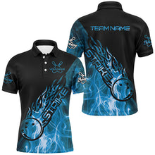 Load image into Gallery viewer, Custom Blue Flame Bowling Shirts For Men, Bowling Team Shirts Bowling Strike IPHW7155