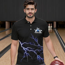 Load image into Gallery viewer, Blue Thunder Lightning Bowling Wings Custom Bowling Team Polo Shirts For Men IPHW8393