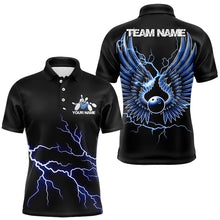 Load image into Gallery viewer, Blue Thunder Lightning Bowling Wings Custom Bowling Team Polo Shirts For Men IPHW8393