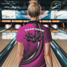 Load image into Gallery viewer, Custom Pink Flame Bowling Jerseys, Bowling Team Women Quarter-Zip Shirt Bowlers Outfit IPHW11315