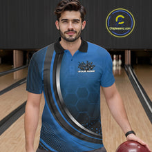 Load image into Gallery viewer, Custom Blue Flame Bowling Jerseys, Bowling Team Men Polo Shirt Bowlers Outfit IPHW11317