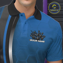 Load image into Gallery viewer, Custom Blue Flame Bowling Jerseys, Bowling Team Men Polo Shirt Bowlers Outfit IPHW11317
