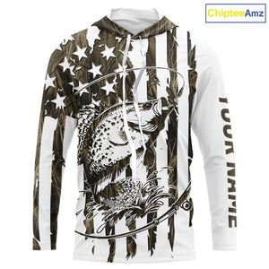 Custom Patrotic Crappie Long Sleeve Hooded Camo Fishing Shirts, Crappie US Fishing Shirt IPHW9147