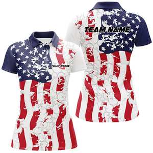 American Flag Custom Bowling Team Shirts For Women, Patriotic Bowling Team Jerseys IPHW6977