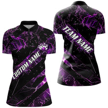 Load image into Gallery viewer, Purple Thunder Lightning Custom Bowling Team Shirts For Women, Bowling Gift Bowler Outfit IPHW6480