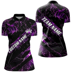 Purple Thunder Lightning Custom Bowling Team Shirts For Women, Bowling Gift Bowler Outfit IPHW6480
