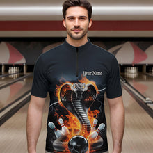 Load image into Gallery viewer, Custom Flame Cobra Snake Bowling Team Quarter-Zip Shirts For Men, Bowling Tournament Outfit IPHW8668