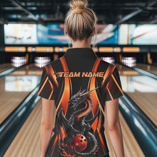 Load image into Gallery viewer, Custom Orange Dragon Bowling Jerseys, Dragon Bowling Women Polo Shirts Bowling League Shirt IPHW8929