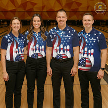 Load image into Gallery viewer, American Flag Custom Patriotic Bowling Shirts For Women, Team Bowling League Shirts Uniform IPHW7555
