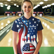 Load image into Gallery viewer, American Flag Custom Patriotic Bowling Shirts For Women, Team Bowling League Shirts Uniform IPHW7555