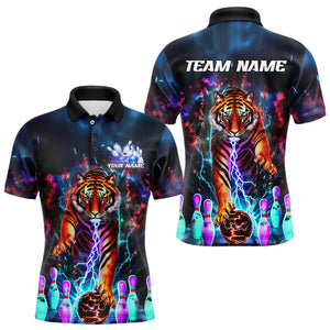 Custom Colorful Thunder Lightning Tiger Bowling Team Shirt For Men, Bowling League Shirt Outfit IPHW7996