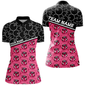 Pink Ribbons Bowling Pattern Custom Breast Cancer Awareness Bowling Shirts For Women IPHW7006
