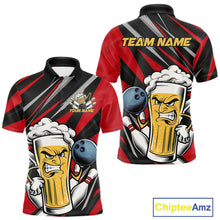 Load image into Gallery viewer, Custom Funny Red Bowling Jerseys Bowling And Beer Men Polo Shirts, Bowling Jerseys IPHW10532