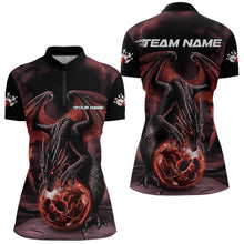 Load image into Gallery viewer, Black And Orange Custom Bowling Team Womens Quarter-Zip Shirt, Dragon Bowling League Shirts IPHW8692