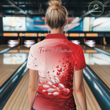 Load image into Gallery viewer, Custom Red Butterfly Bowling Women Quarter-Zip Shirt, Women Bowling Tournament Uniform IPHW11360