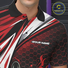 Load image into Gallery viewer, Custom Red Flame Bowling Jerseys For Men, Hexagon Bowling Team Tournament Shirt IPHW10556