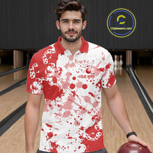 Load image into Gallery viewer, Custom Red Splatter Bowling Team League Shirts For Men, Bowling Jerseys Bowler Outfit IPHW10593