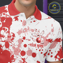 Load image into Gallery viewer, Custom Red Splatter Bowling Team League Shirts For Men, Bowling Jerseys Bowler Outfit IPHW10593
