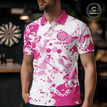 Load image into Gallery viewer, Custom Pink Splatter Dartboard Darts Team Shirt For Men, Dart League Jerseys For Players IPHW10596