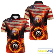 Load image into Gallery viewer, Custom Patriotic Eagle We The People Flame Billiard Shirt For Men, US Flag 8-Ball Shirt IPHW10601