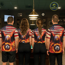 Load image into Gallery viewer, Custom Patriotic Eagle We The People Flame Billiard Shirt For Men, US Flag 8-Ball Shirt IPHW10601