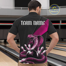 Load image into Gallery viewer, Custom Black And Pink Cobra Snake Bowling Team Jerseys, Men Bowling Quarter-Zip Shirts IPHW11089