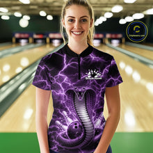 Load image into Gallery viewer, Custom Purple Thunder Lightning Cobra Snake Bowling Team Women Quarter-Zip ShirtIPHW11093