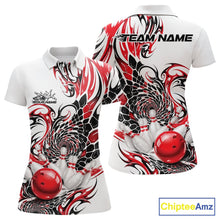 Load image into Gallery viewer, Custom Red Tribal Flame Bowling Women Polo Shirt, Polygonal Bowling Jerseys IPHW11378