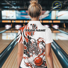 Load image into Gallery viewer, Custom Orange Tribal Flame Bowling Women Quarter-Zip Shirt, Polygonal Bowling Jerseys IPHW11380