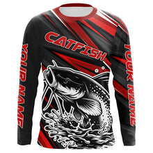 Load image into Gallery viewer, Black And Red Catfish Fishing Jerseys, Custom Catfish Fishing Long Sleeve Fishing Shirts IPHW7021
