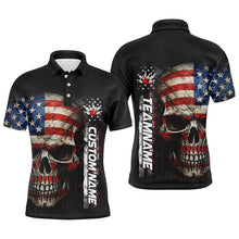 Load image into Gallery viewer, Personalized Skull Bowling Shirt For Men Custom Team'S Name American Flag Bowler Jersey IPHW5158