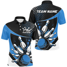 Load image into Gallery viewer, Black And Blue Custom Bowling Uniforms Bowling Shirts For Men, Bowling Team League Shirts IPHW7283