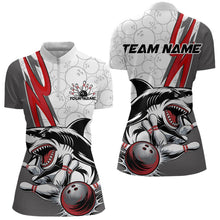 Load image into Gallery viewer, Custom Red Shark Bowling Quarter-Zip Shirt For Women, Shark Bowling Team Tournament Outfits IPHW8728