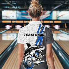 Load image into Gallery viewer, Custom Blue Shark Bowling Women Quarter-Zip Shirts, Shark Bowling Team Tournament Outfits IPHW8729