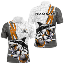 Load image into Gallery viewer, Custom Orange Shark Bowling Polo Shirts For Men, Shark Bowling Team Tournament Outfits IPHW8730