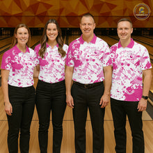 Load image into Gallery viewer, Custom Pink Bowling Polo Shirts For Women, Bowling Team Shirts Bowling Jerseys With Name IPHW7052