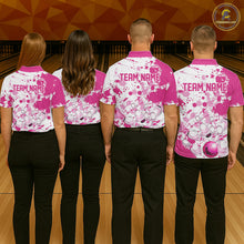 Load image into Gallery viewer, Custom Pink Bowling Polo Shirts For Women, Bowling Team Shirts Bowling Jerseys With Name IPHW7052
