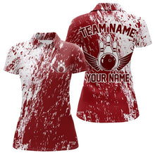Load image into Gallery viewer, Personalized White And Brick Red Bowling Team Womens Polo Shirt, Bowling Tournament Outfits IPHW8746