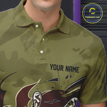 Load image into Gallery viewer, Custom Military Camo Bowling Polo Shirts For Men, Patriotic Veteran Bowling Team Shirt IPHW8038