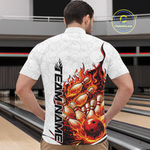 Load image into Gallery viewer, Cusom Red Flame Bowling Men Quarter-Zip Team Shirt, Fire Bowling Tournament Jersey IPHW11127