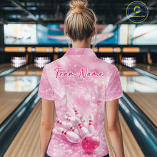Load image into Gallery viewer, Custom Elegant Pink Butterfly And Diamond Women Bowling Quarter-Zip Shirt, Ladies Outfit IPHW11141