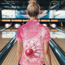 Load image into Gallery viewer, Custom Elegant Pink Butterfly And Roses Women Bowling Polo Shirt, Ladies Outfit IPHW11143