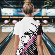 Load image into Gallery viewer, Custom Black And Pink Camo Strike Bowling Quarter-Zip Shirt For Women, Bowling Heartbeat IPHW9250