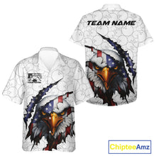 Load image into Gallery viewer, Custom Patriotic Eagle Men And Women Bowling Team Shirt, US Flag Eagle Bowling League Shirt IPHW10190